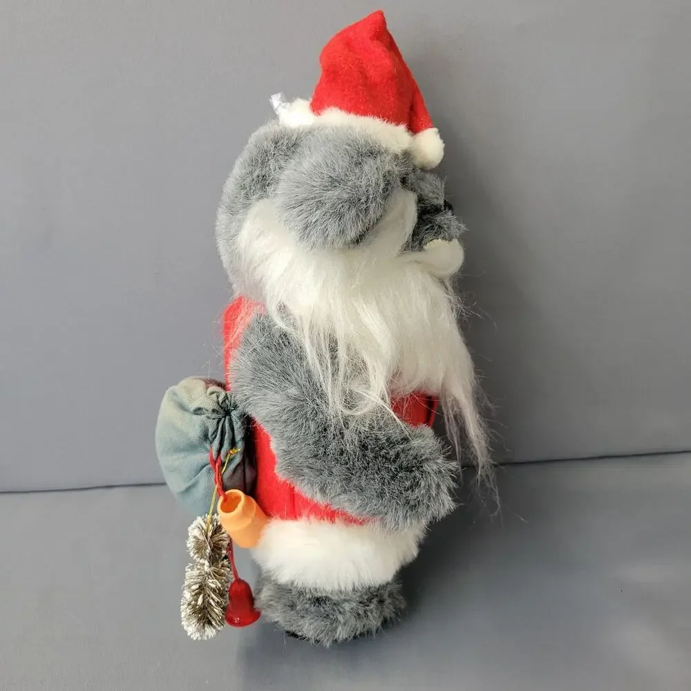 Vintage 80's Christmas Santa Bear Plush Gray 11